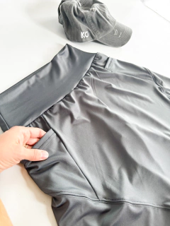 Pollera Bolsillo, Falda Mediana con Biker Liso - GRIS TOPO - comprar online