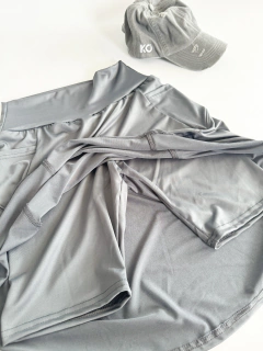Pollera Bolsillo, Falda Mediana con Biker Liso - GRIS TOPO en internet