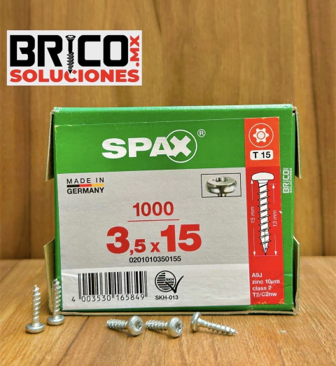 Spax para fijación de herrajes 3.5x15mm T15 1000pz