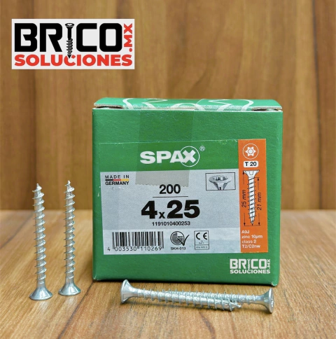 Spax Madera 4x25mm T20 Cuerda Completa 200pz
