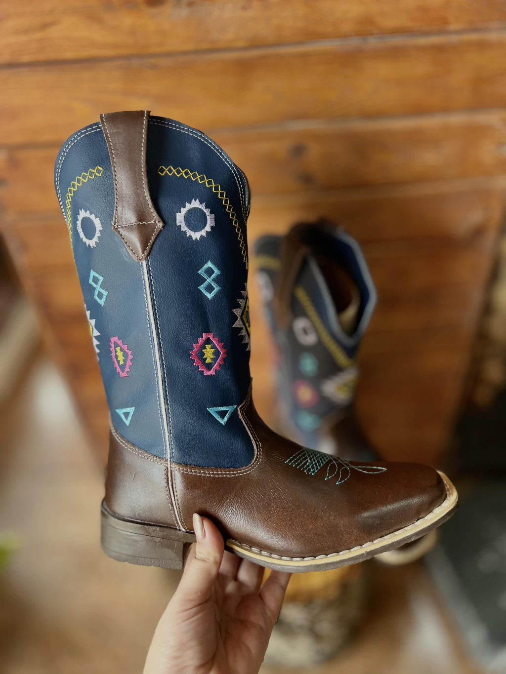 Bota texana - azul e rosa
