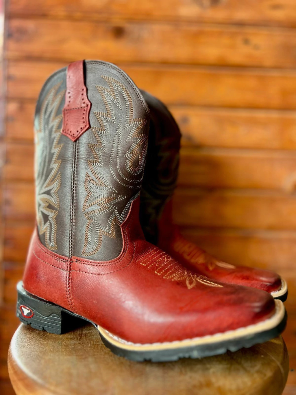 Bota texana masculina - florão 100% couro