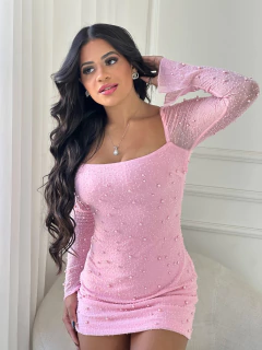 Vestido Denise Pérola Manga Longa Cód. 2455