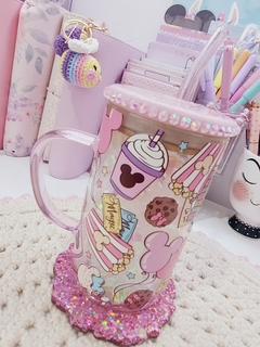 Glass cup com alça e canudo colorido - ESCOLHER MODELO - comprar online