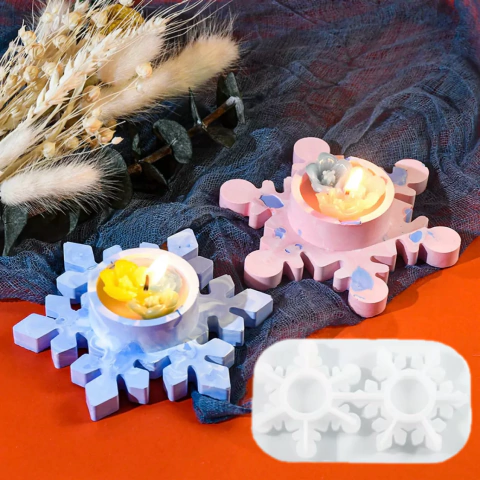 molde porta vela nieve doble modelo 2