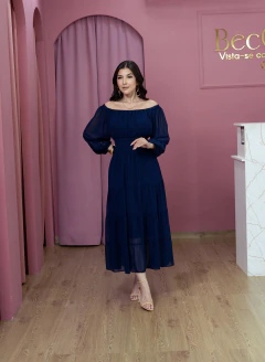 Vestido Angélica azul marinho - comprar online
