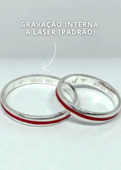 Aliança de Namoro em Prata 3mm Akai ito + Anel de Brinde
