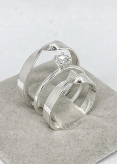 Aliança de Namoro em Prata 3mm Infinity + Anel de Brinde