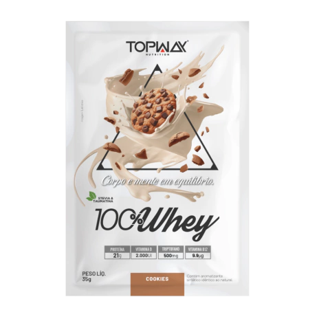 WHEY 100% MONODOSE DISPLAY 10X1 - 35G PROTEÍNA CONCENTRADA + VITAMINA B12 + VITAMINA D + TRIPTOFANO + STÉVIA E TAUMATINA