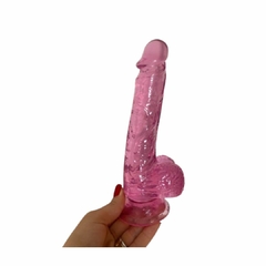 PROTESE DILDO TRANSPARENTE COM VENTOSA E ESCROTO 20,5X3,8 - loja online