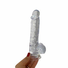 Imagem do PROTESE DILDO TRANSPARENTE COM VENTOSA E ESCROTO 20,5X3,8