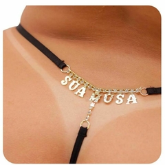 CALCINHA PRETA COM FRASE PLUS SIZE GG/G1 SUA MUSA