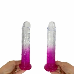 PROTESE DILDO DEGRADE TRANSPARENTE ROSA COM VENTOSA 19X3,8 na internet