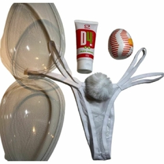 KIT OVO G COM CALCINHA DE POMPOM, LUBRIFICANTE DE SABOR E EGG - VITORELI SEX SHOP