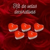 KIT DE 5 VELAS DECORATIVAS DE CORAÇÃO VERMELHO