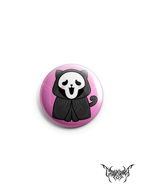 Botton - Ghost Cat Face