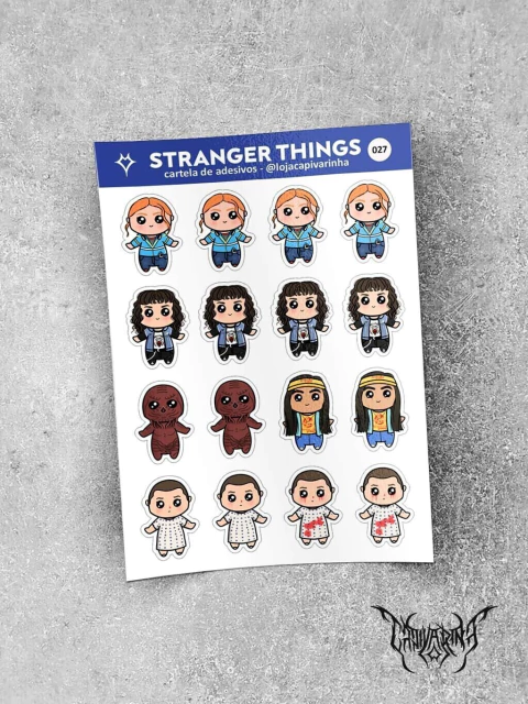 Cartela de Adesivos - Stranger Things