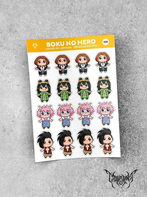 Cartela de Adesivos - Boku No Hero