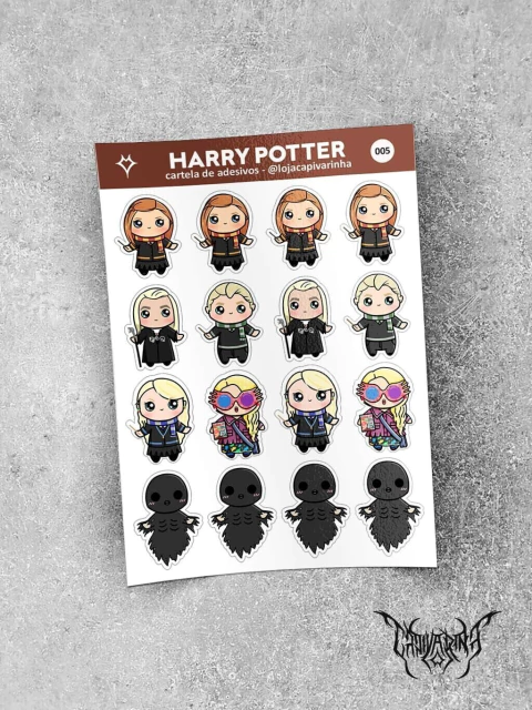 Cartela de Adesivos - Harry Potter