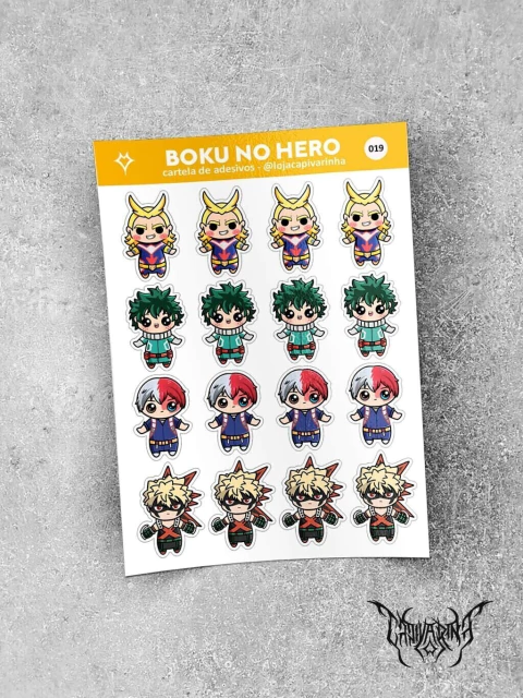 Cartela de Adesivos - Boku No Hero