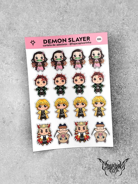 Cartela de Adesivos - Demon Slayer