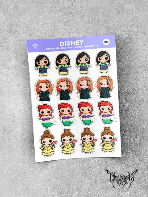 Cartela de Adesivos - Disney