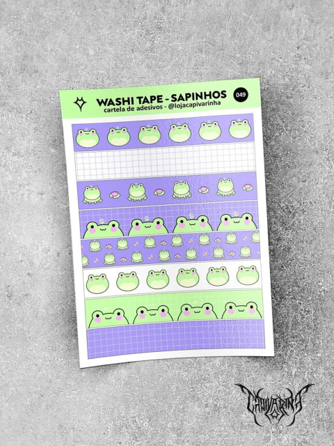 Cartela de Adesivos - Washi Tape Sapinhos