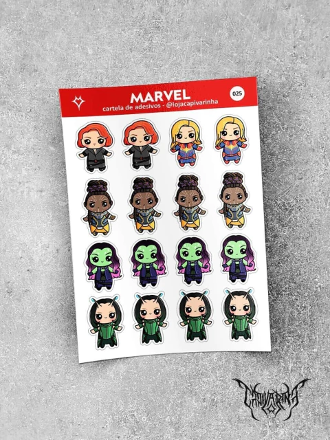 Cartela de Adesivos - Marvel