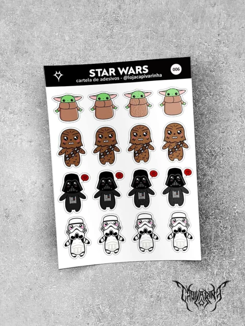 Cartela de Adesivos - Star Wars