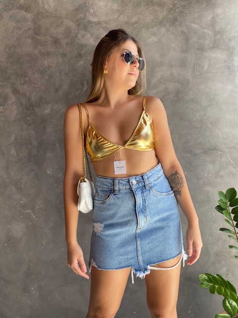top metalic - dourado