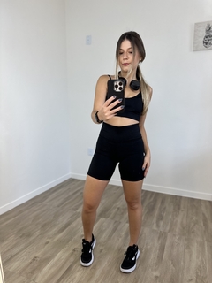 conjunto basic poliamida c/ bolso no cós - preto