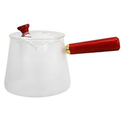 Tetera de vidrio con filtro asa lateral de madera 500ml