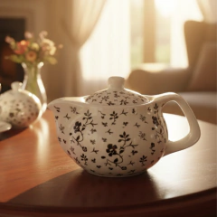 Tetera Diseño Florcitas Negras 250ml en internet