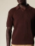 Polo tricot texturizada - Marrom - comprar online