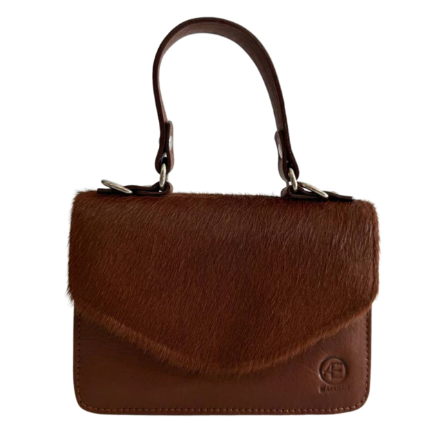 Cartera mini bag pelo tabaco