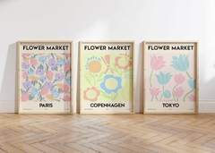 Cuadros Flower Market, Tokyo, Paris, Copenhagen setx3