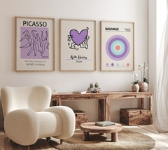 Cuadros Picasso, Matisse, Bauhaus, purpura set x3