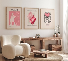 Cuadros Picasso, Keith Haring Rosa set x3
