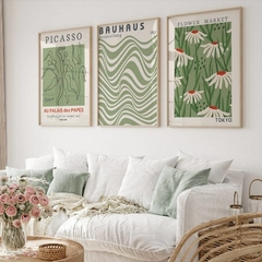 Cuadros Picasso, Bauhaus, Flower Market set x3