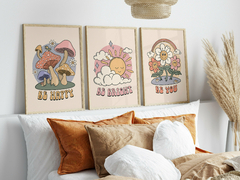 Cuadros Restros Be happy set x 3