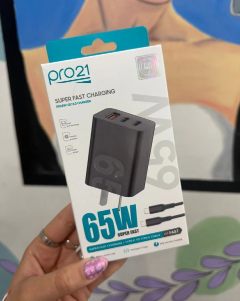 CARGADOR PRO21 65W USB C NEGRO
