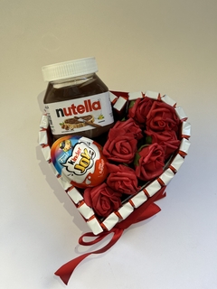 Box Coração - Chocolate, Nutella, Presente Namorada, Rosas, Criativo - XOXO - Surpreenda com Amor
