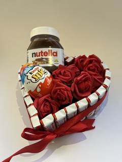 Box Coração - Chocolate, Nutella, Presente Namorada, Rosas, Criativo