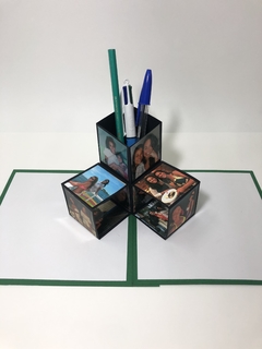 Cartão 3D / porta canetas Dia das Mães - XOXO - Surpreenda com Amor