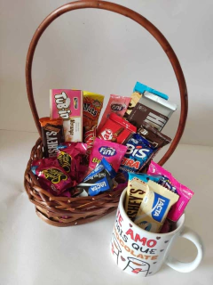 Cesta chocolate Safira- Caneca- Presente Perfeito