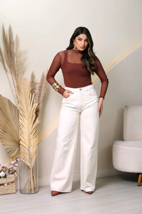 CALÇA WIDE LEG JEANS FEM