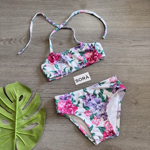 Bikini Niña Kids Fondo Blanco flor