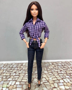 Camisa amarrada Daphne xadrez