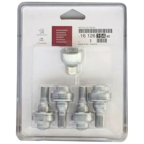 Kit 4 Bulones Antirobo Para Llanta de Aleacion Peugeot Citroen Original