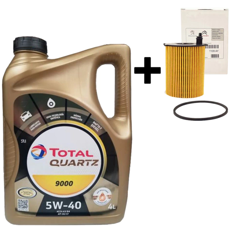 Filtro + Aceite Total Quartz 9000 5W40 301 308 408 Expert Partner Berlingo C4 Lounge C-Elysee 1.6 HDI
